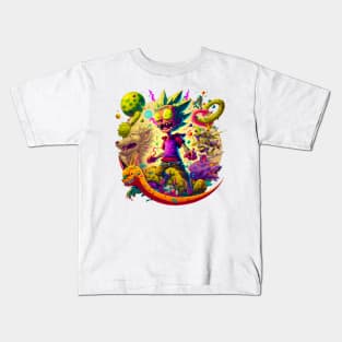 Trippy World, fictional characters , powerful and psychedelic colors Kids T-Shirt